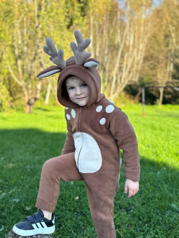 Générique Combinaison Renne Adulte - Costume Cerf Avec Capuche, Bois Et Queue, Zippé Pour Noël Et Cosplay