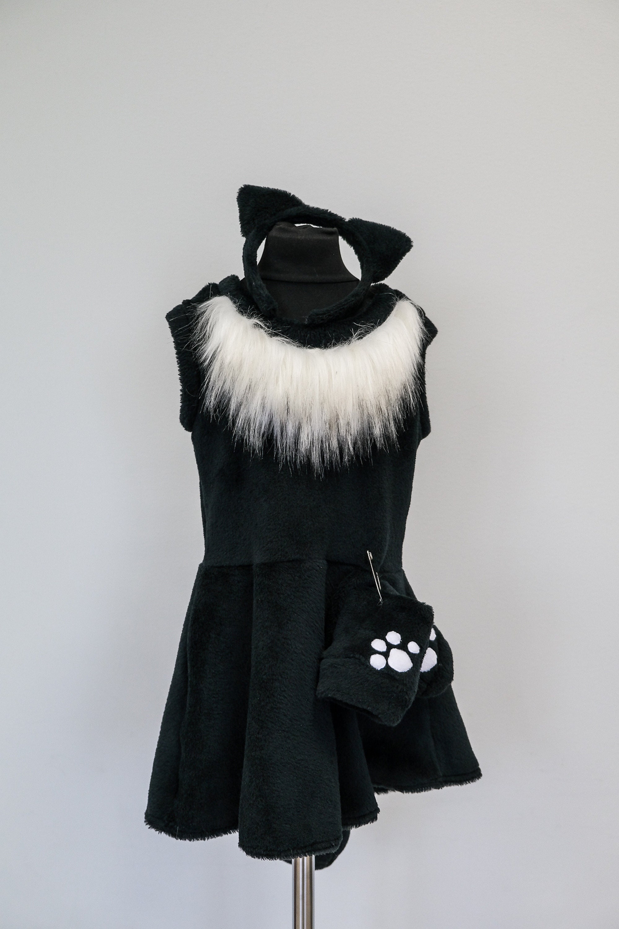 Dxhycc Costume de chat noir avec oreilles de chat pour bandeau, queue, tutu et autocollants pour le visage pour fête costumée d'Halloween (noir, 30 Dxhycc Costume de chat noir avec oreilles de chat pour bandeau, queue, tutu et autocollants pour le visage pour fête costumée d'Halloween (noir, 30