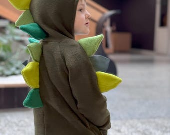 Sweat à capuche dinosaure en polaire fait main : Déguisement d'Halloween pour enfants