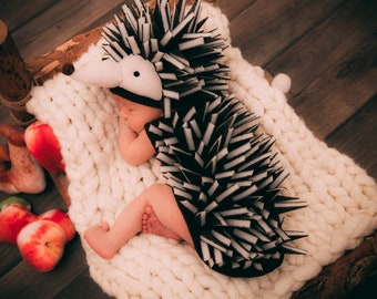 Newborn Hedgehog Costume: Fleece Baby Halloween Outfit