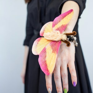 Rosy Maple Moth Hair Clip Moth Hair Clip Handmade costume Halloween costume image 3