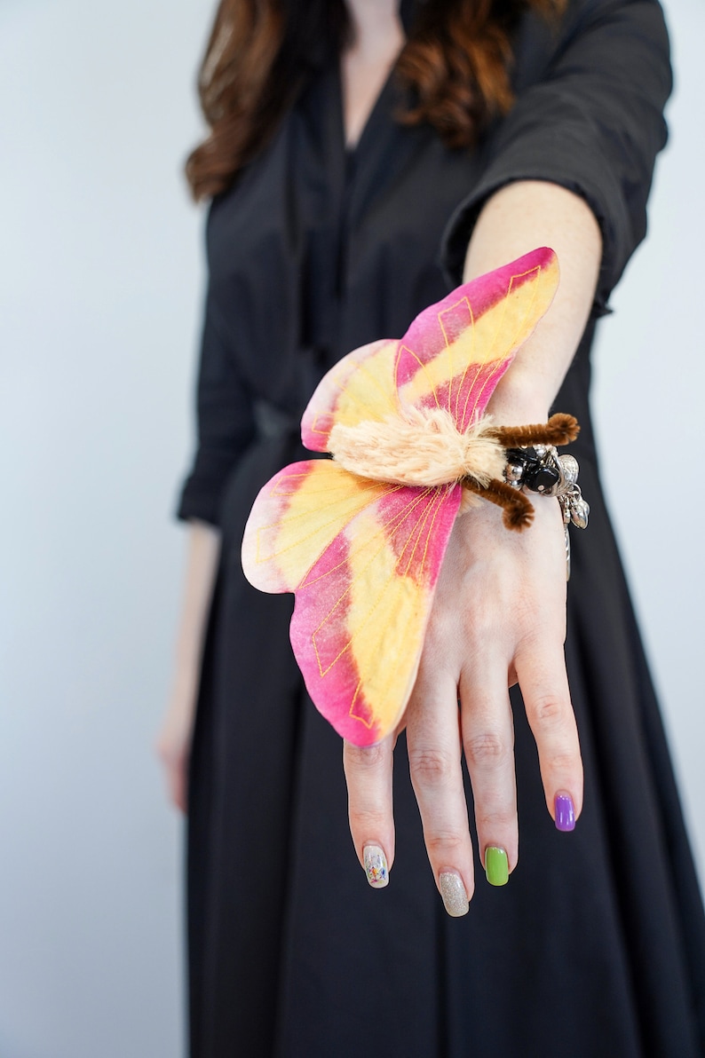 Rosy Maple Moth Hair Clip Moth Hair Clip Handmade costume Halloween costume image 3