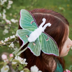 Luna Moth Costume for Kids Luna Moth Wings Butterfly costume Handmade costume Halloween costume image 8