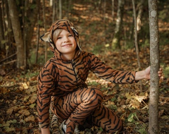 READY TO SHIP! Tiger Onesie for Kids - Tiger Onesie - Kids Costume - Animal Costume - Handmade Costume - Halloween Costume