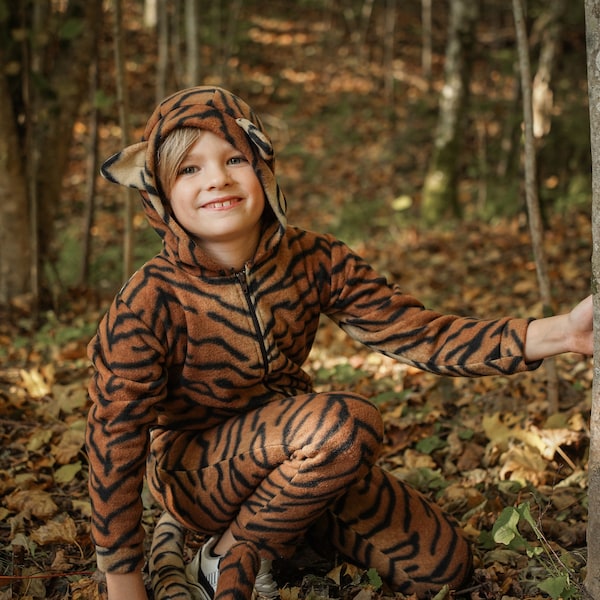 VERSANDFERTIG! Tiger Onesie für Kinder - Tiger Onesie - Kinderkostüm - Tierkostüm - Handgemachtes Kostüm - Halloween Kostüm