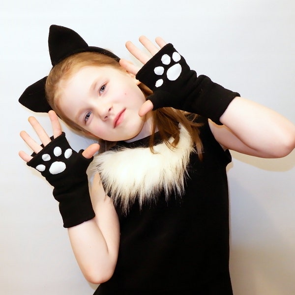 Katzen Mädchen Kostüm - Handgemachtes Kostüm - Halloween Kostüm