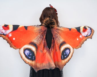 Peacock Butterfly Costume for Kids - Red Butterfly Wings - Handmade Costume - Halloween Costume