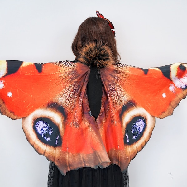 Peacock Butterfly Costume for Kids - Red Butterfly Wings - Handmade Costume - Halloween Costume