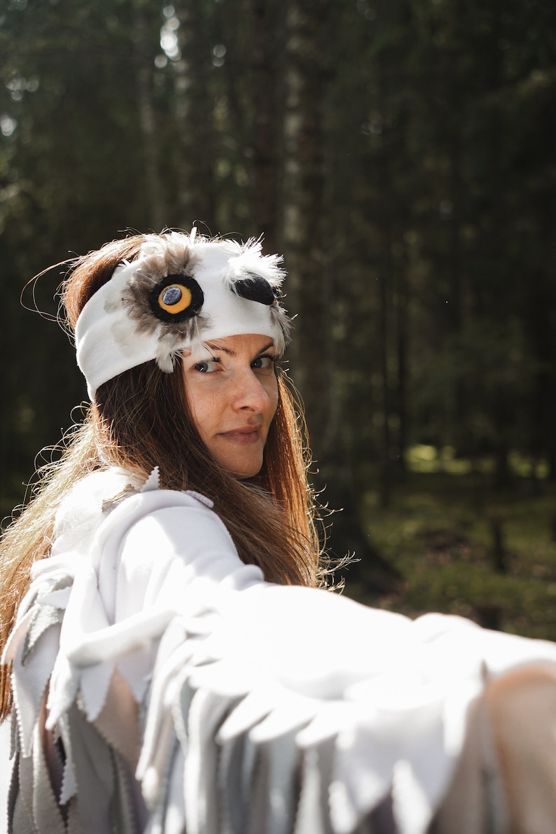 Adult White Owl Costume With Reflective Feathers Snowy Owl Etsy