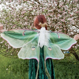 Luna Moth Costume for Kids Luna Moth Wings Butterfly costume Handmade costume Halloween costume image 4