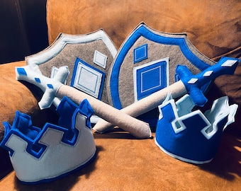 Kids Felt Swords, Shields, and Crowns in 10 different FUN colors