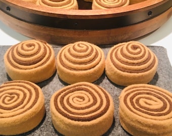 Felt Cinnamon Rolls Set: Baked & Unbaked with Removable Frosting
