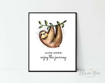 word art embroidered sloth wall art 