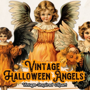 Vintage Halloween Angel Clipart, Angel PNG, Gothic Angel, Dark Angel PNG, Vintage Angel Clipart, for Paper Crafts, Scrapbooking, Journal