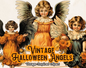 Vintage Halloween Angel Clipart, Angel PNG, Gothic Angel, Dark Angel PNG, Vintage Angel Clipart, for Paper Crafts, Scrapbooking, Journal