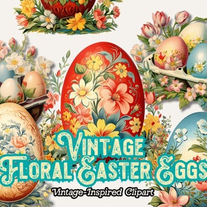Vintage Easter Egg PNG, Floral Easter Eggs, Decorated Easter Eggs, Cute Easter Clipart, Easter Flowers, Spring Floral Digital Clipart,