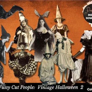 Halloween Fussy Cut, Fussy Cut Ephemera, Vintage Children, Ephemera Printable, Fussy Cut People, Collage Sheet, Digital Download