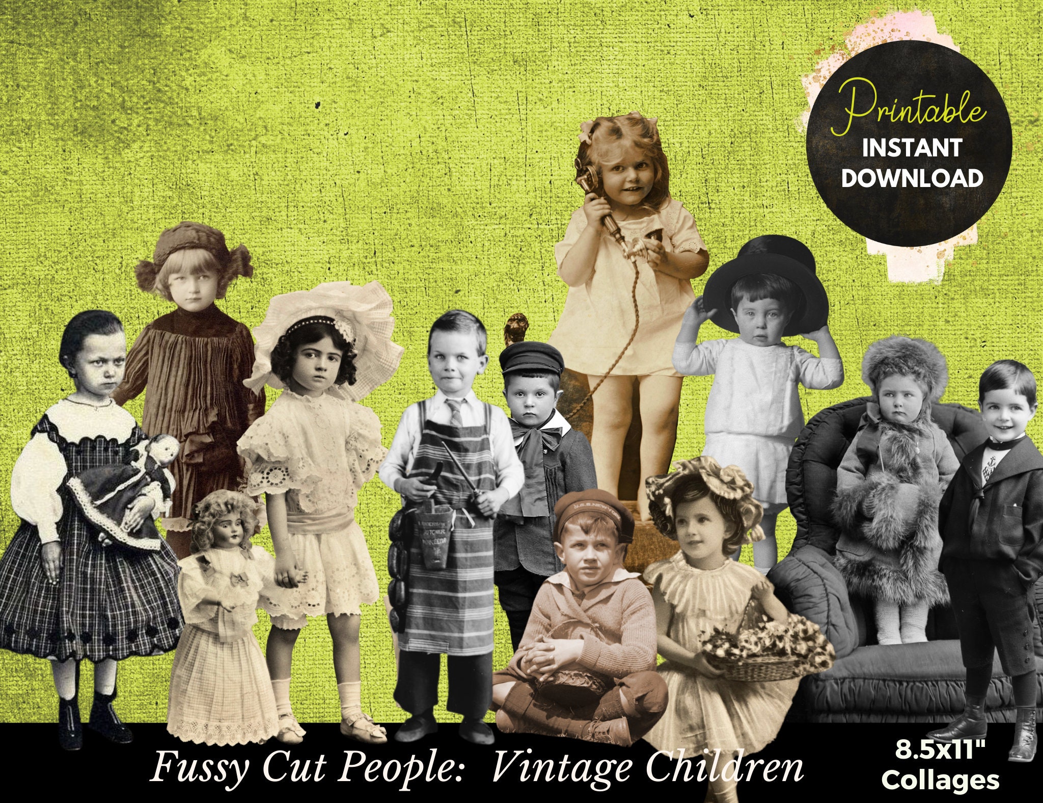 Vintage Digital Ephemera, Fussy Cut Ephemera Digital, Junk Journal, V…