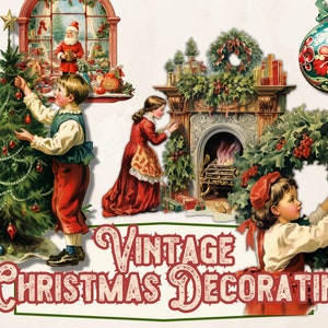 Vintage Weihnachten Dekoration Clipart PNG, viktorianische Clipart, Vintage viktorianische Bilder Grafiken für Scrapbooking, Junk Journal, Papier Handwerk