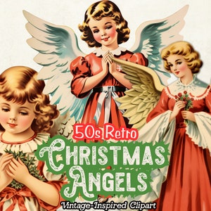Weihnachten Engel Clipart, Weihnachten Engel PNG, Vintage Engel digitaler Download, Retro Weihnachten PNG Clipart, Vintage Weihnachten Ephemera