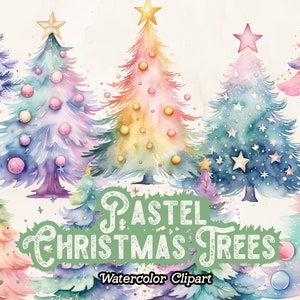 Aquarell Pastell Weihnachten Clipart, Pastell Weihnachtsbaum PNG, Rosa Weihnachten Clipart, Winter Urlaub Clipart, Aquarell Weihnachten Bilder