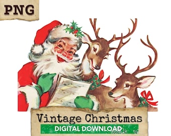 Santa PNG, Santa Clipart, Santa Digital Download, Vintage Santa Claus, Retro Santa, Christmas PNG Clipart, Vintage Christmas Download