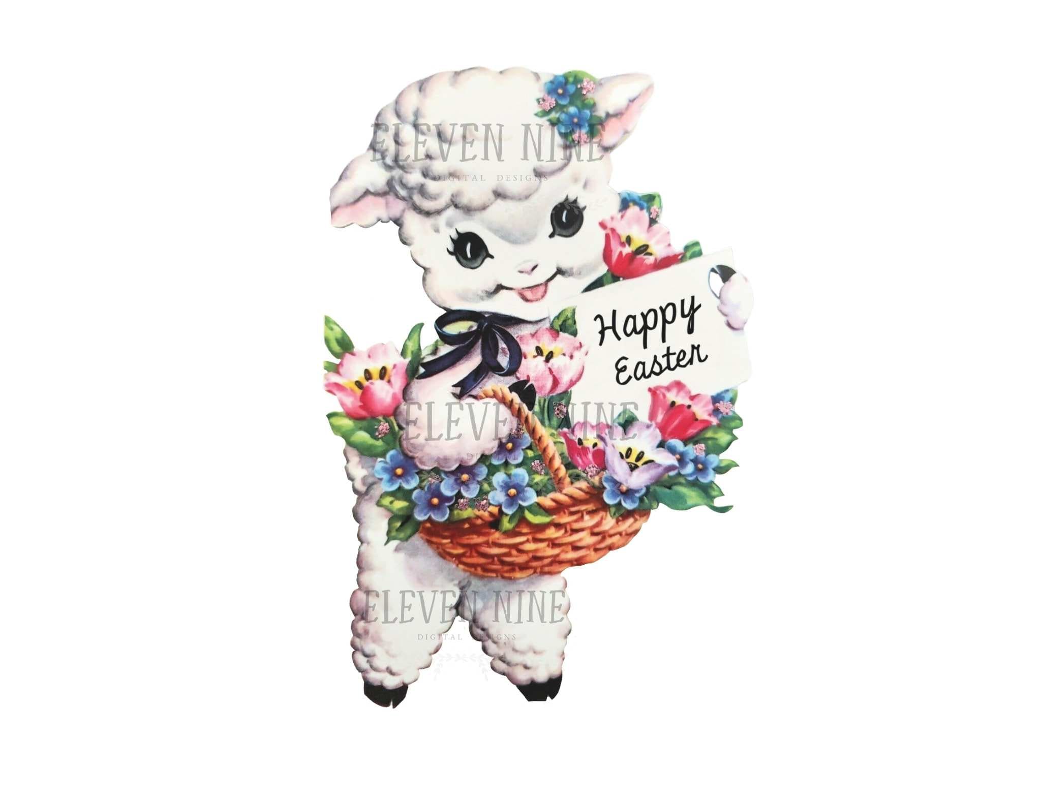 Easter Lamb PNG Easter Clipart Vintage Retro Easter Clipart | Etsy