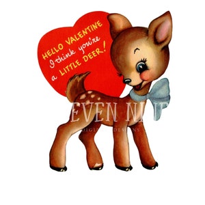 Deer Clipart, Valentine Deer Digital Download, Printable Deer, Vintage ...