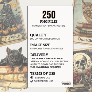 ハロウィン魔女図書館PNGクリップアート、ヴィンテージ本、不気味な魔女、スクラップブック、ジャンクジャーナル、ペーパークラフト用のゴシックブック愛好家向けファンタジーアート 画像 10