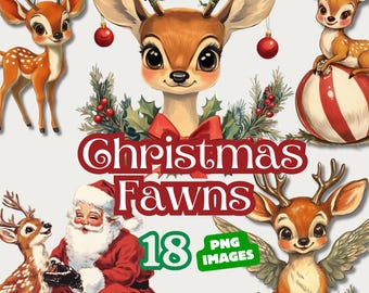 Clipart di renne, PNG di renne di Natale, ClipArt di Natale, Grafica clipart di animali invernali, Download di clipart di cervi, PNG di renne di Babbo Natale