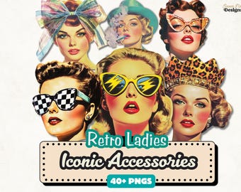 Retro Vintage 1950s Clipart, Housewife Clipart PNG, Paper Doll PNG, Scrapbooking Journals, Digital Download Clipart, Paper Crafts