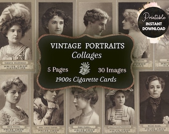 Digital Ephemera, Junk Journal Ephemera, Vintage Photos, Printable Ephemera Journal Cards, Collage Sheets, Cigarette Cards, Digital Download