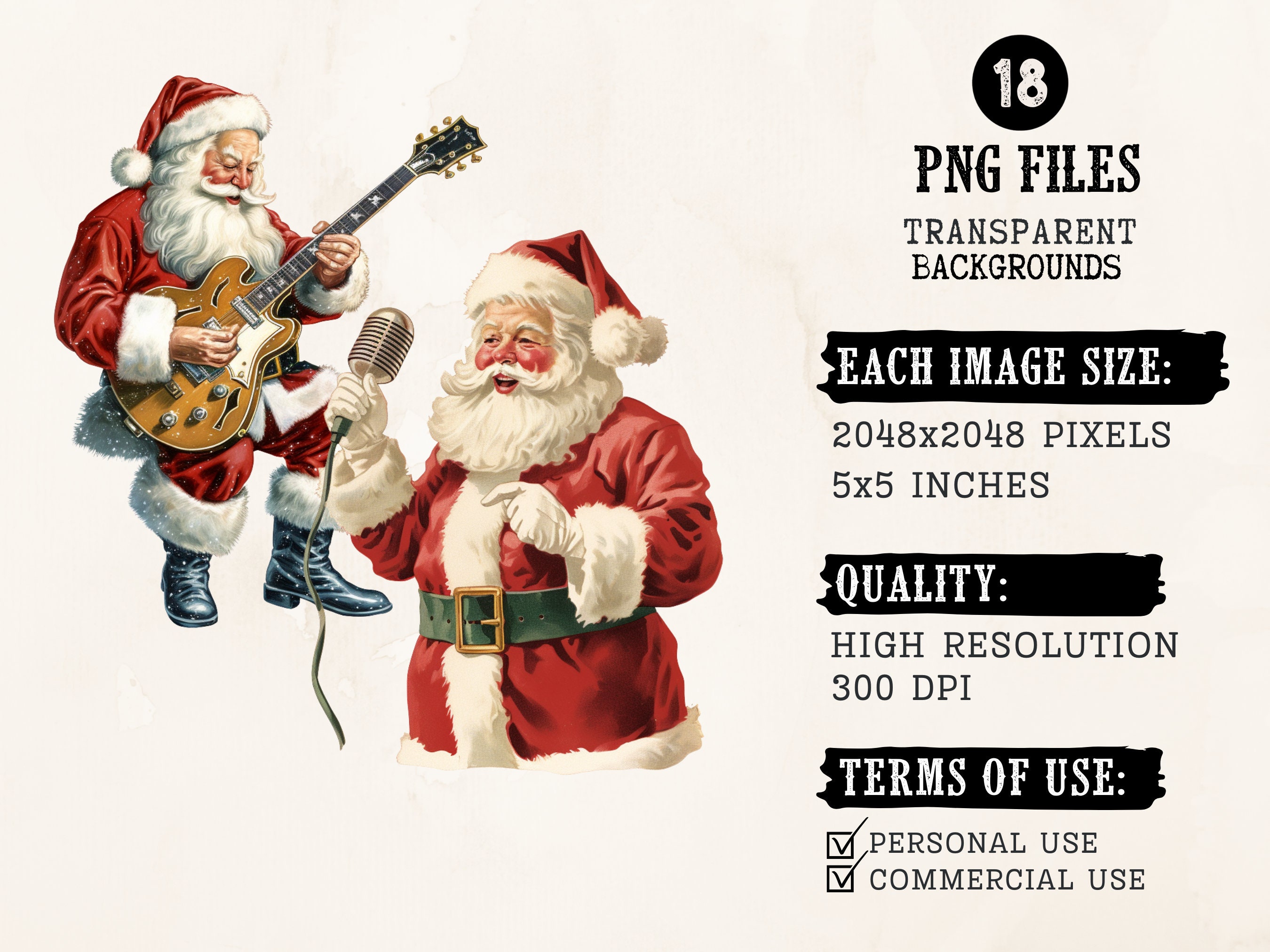 Santa Clipart, Dancing Santa PNG, Rock N Roll Santa PNG, Christmas ...