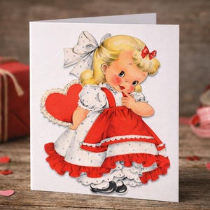 Vintage Valentines Clipart, Retro Valentines, Retro Clipart, Valentine Digital Download, Vintage Printable Valentines Girl PNG image 5