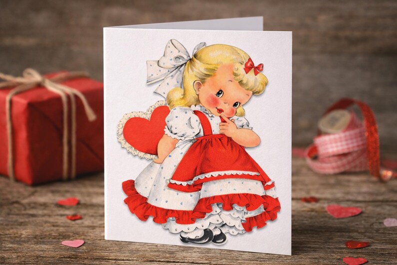 Vintage Valentines Clipart, Retro Valentines, Retro Clipart, Valentine Digital Download, Vintage Printable Valentines Girl PNG image 5