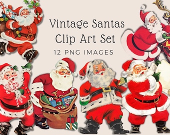 Santa PNG, Santa Clipart, Imágenes Gráficas De Navidad, Descarga Digital de Santa, Santa Claus Vintage, Retro Santa, Imágenes Navideñas Vintage