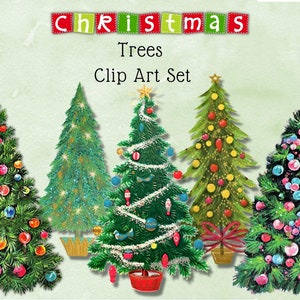 Weihnachtsbaum Clipart PNG, Baum Clipart, Retro Vintage Weihnachten, Dekorierter Baum mit Geschenken, Baum Grafik, Baum PNG, Weihnachten Clipart