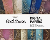 Vintage Ornate Book Cover Digital Paper, Antique Fantasy Journal Pages, Printable Old Book Covers, Junk Journal Ephemera, 8.5x11" JPGs