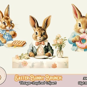 Easter Bunny Clipart, Easter Brunch Clipart, Breakfast Clipart, Easter ...