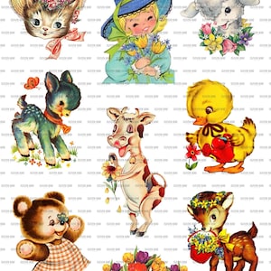 Folha de colagem digital de primavera, imprimíveis de coisas efêmeras de primavera, download digital de primavera retrô vintage, enfeites de álbum de recortes de diário de primavera