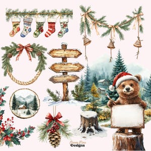 Woodland Christmas Clipart Bundle – Pngs of Cute Forest Animals in ...