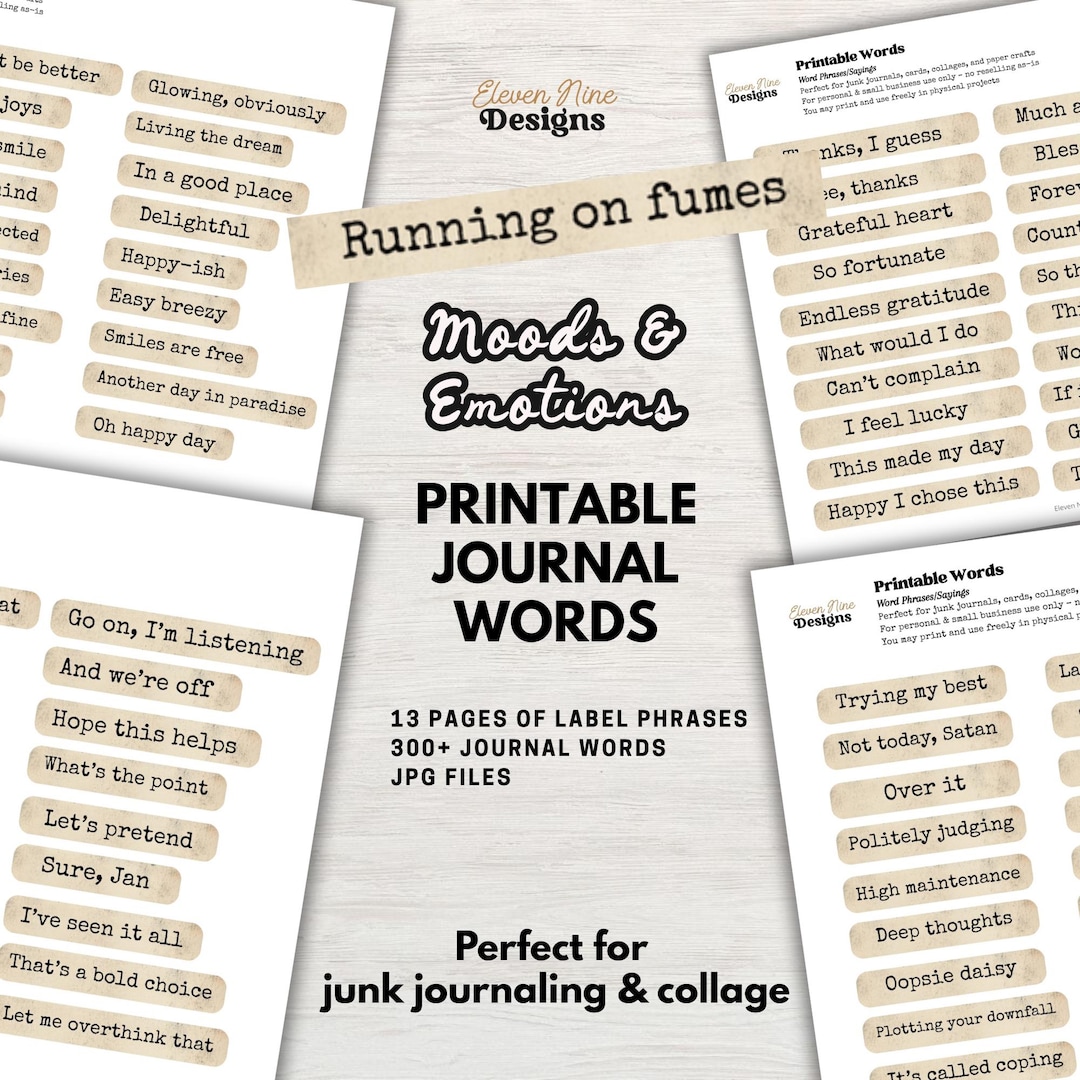 Printable Words, Sarcastic Journal Phrase Labels, Junk Journal Ephemera ...