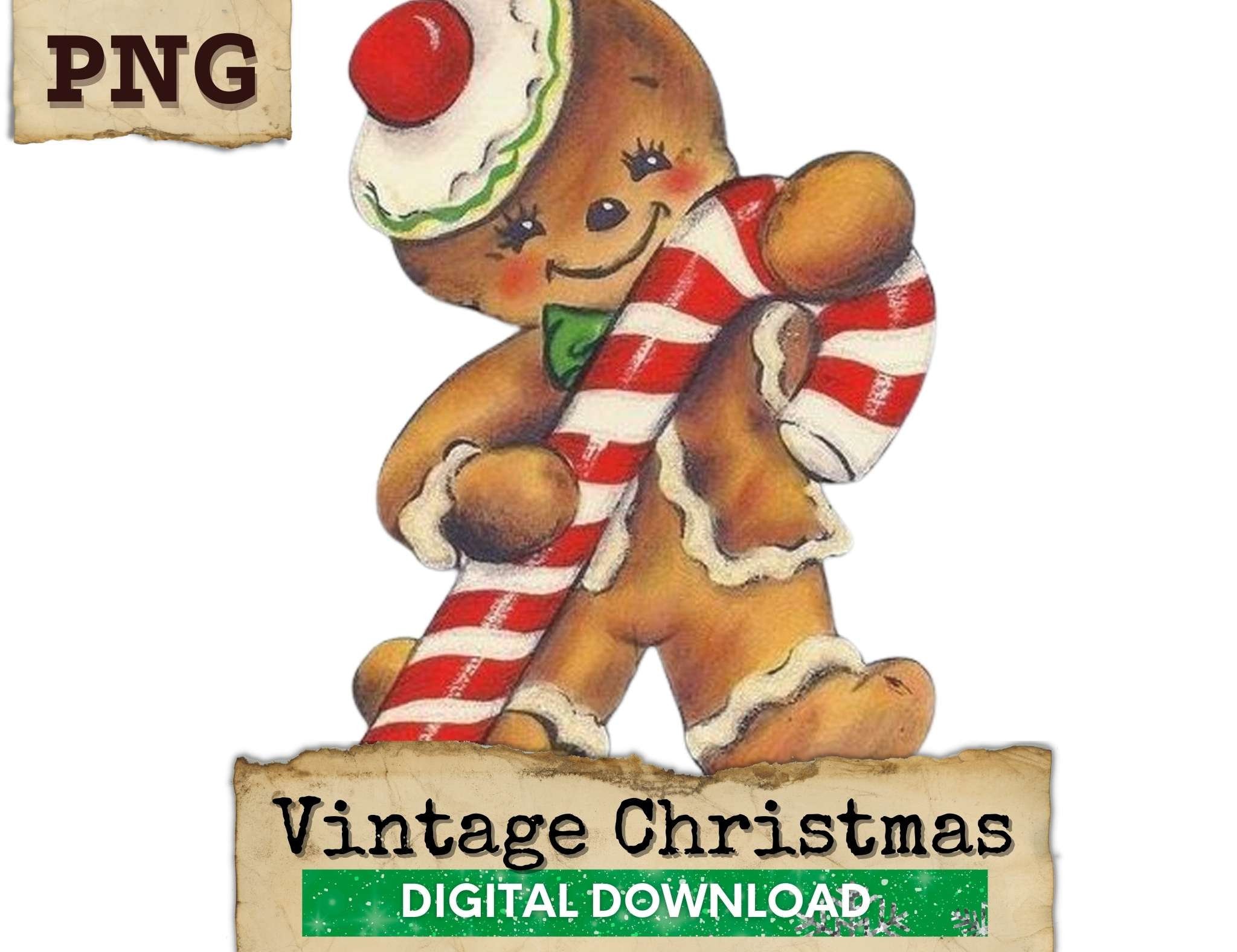 Gingerbread PNG Gingerbread Man Clipart Vintage Retro Etsy