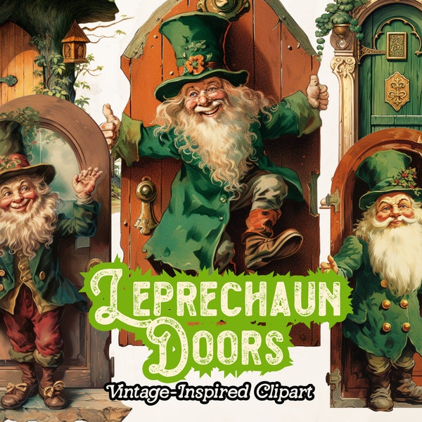 Leprechaun Door Clipart, St. Patrick's Day PNG, Irish Clipart, Vintage St. Patrick's Day, Magical Clipart, Fantasy Door, Commercial Use