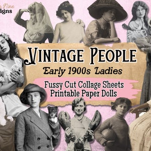 Vintage Digital Ephemera,Collage Sheet,Junk Journal Sheet,Women Collage,Ephemera Printable,Printable Fashion Collage, Fussy Cut