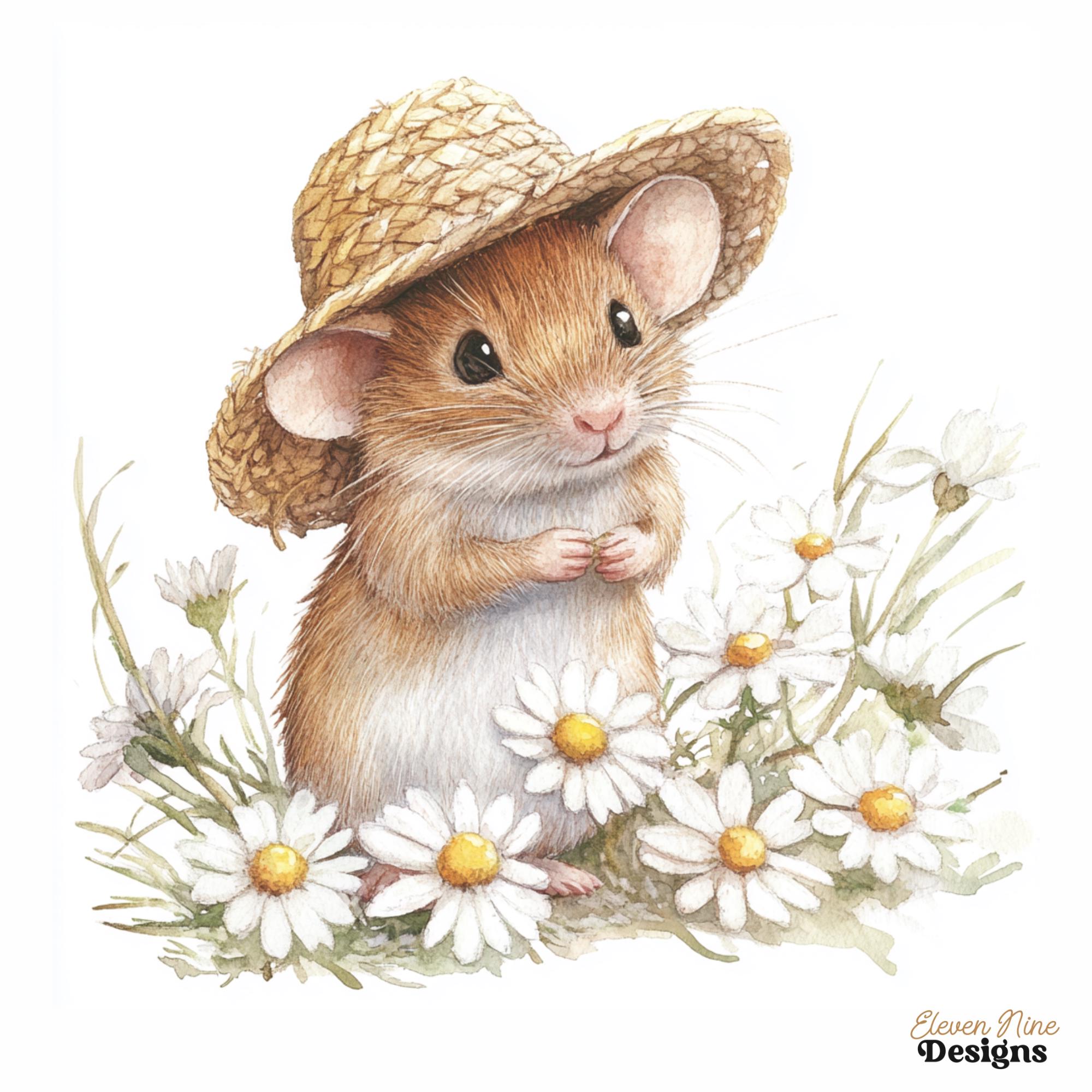 Spring Mice Clipart, Cute Mouse Illustrations, Floral Animal Art ...