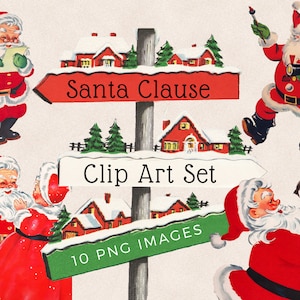Santa Clipart, Christmas Clipart, Santa Digital Download, Vintage Santa Claus, Retro Santa, Vintage Christmas Download, Santa PNG