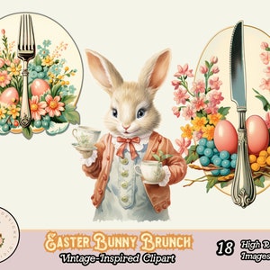 Easter Bunny Clipart, Easter Brunch Clipart, Breakfast Clipart, Easter ...