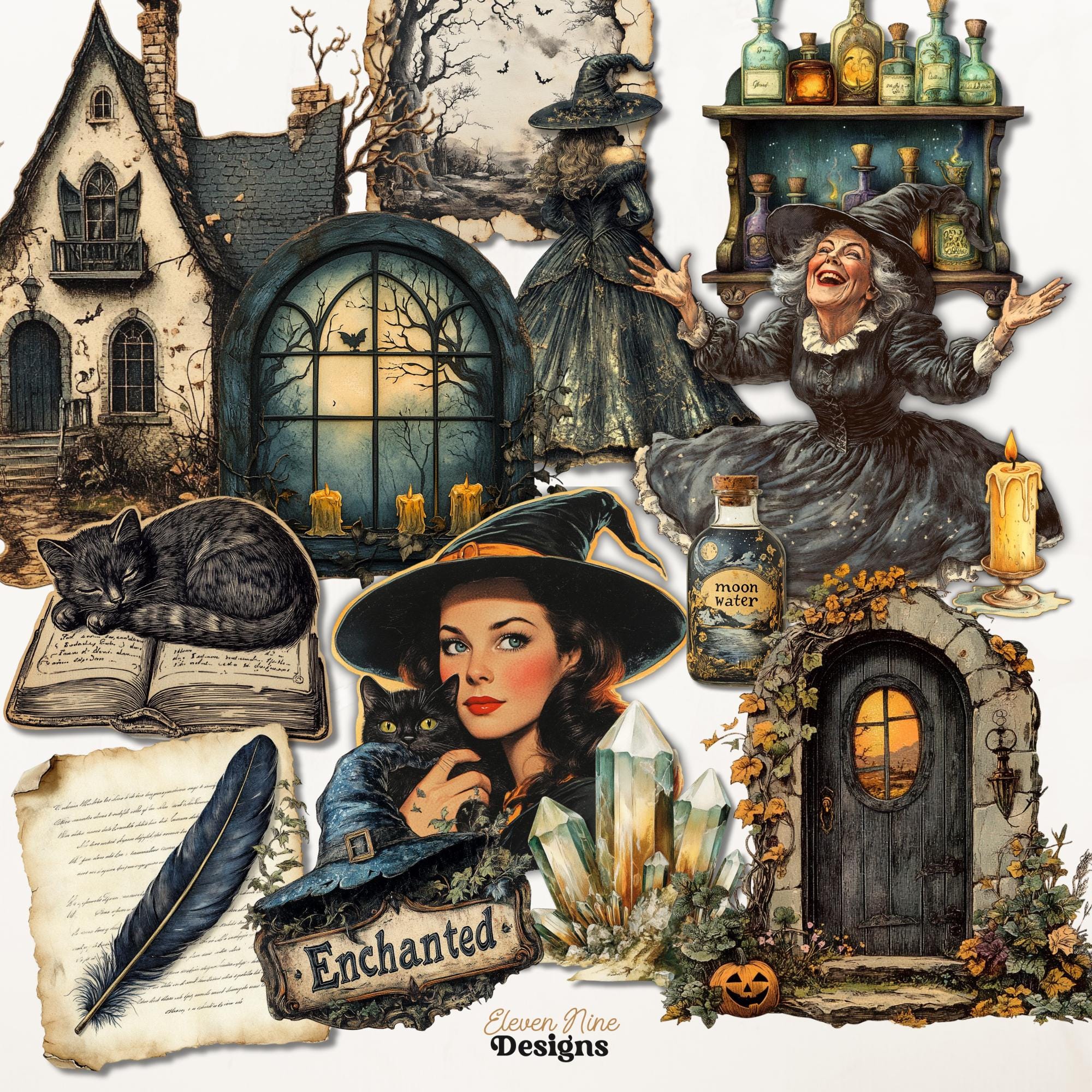 Vintage Halloween Witch PNG Clipart | Witches PNG | Retro Halloween
