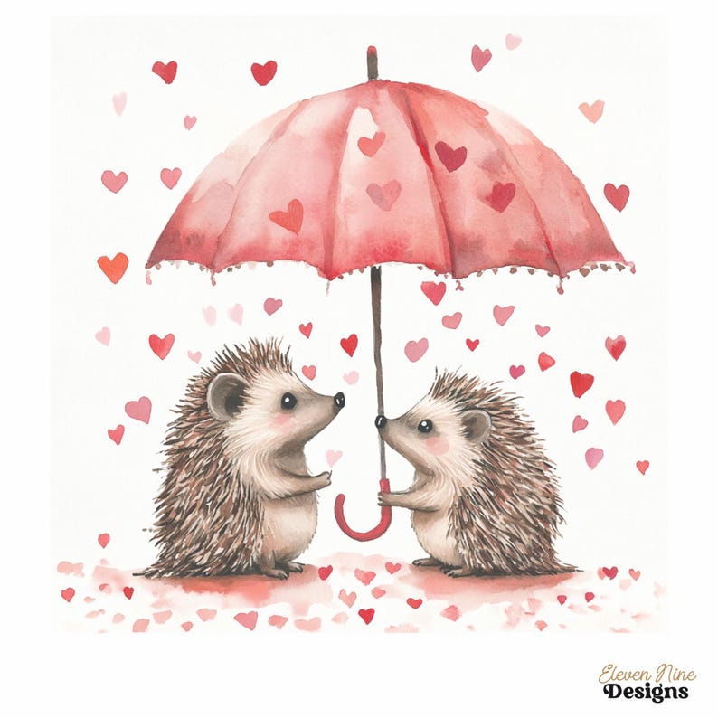 Valentines Hedgehog Clipart, Cute Hedgehogs With Hearts, Animal ...